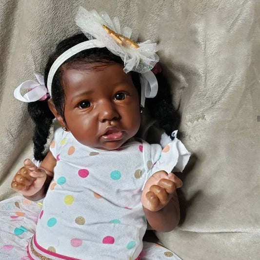 [Black Reborn Baby Dolls] Handmade African American 12'' Vanessa Silicone Rebirth Baby Doll Girl