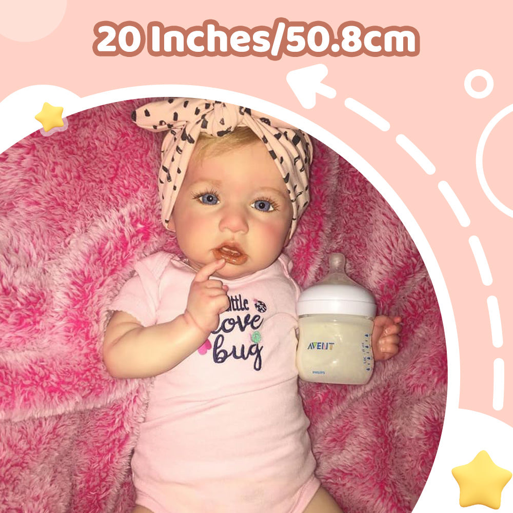 20'' Touch Real Reborn Baby Doll Girl Blanco with Coos and ''Heartbeat'' By Dollreborns®