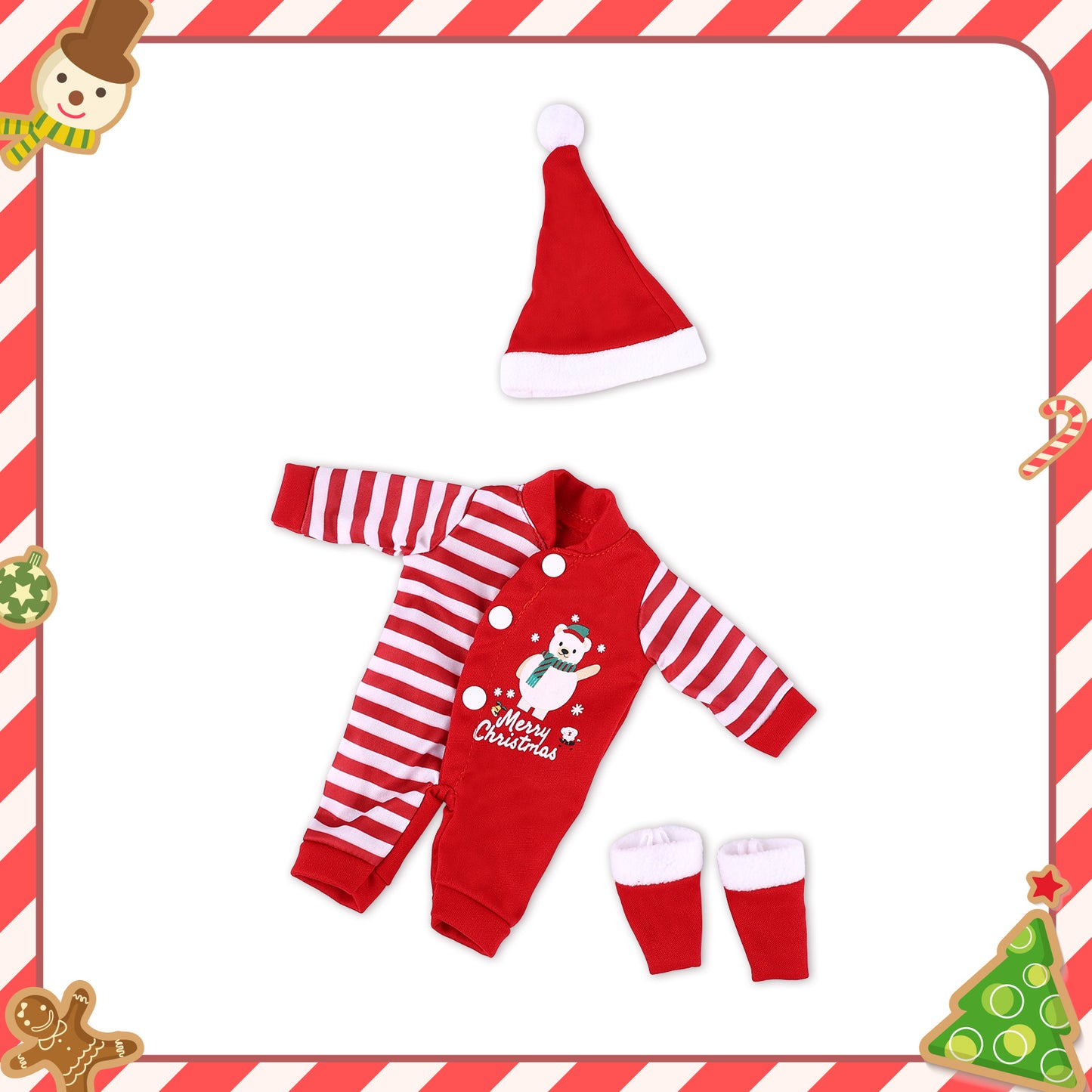 🔔[Christmas Celebration] For 12" Reborn Baby Doll Clothing 3-Pieces Set Accessories