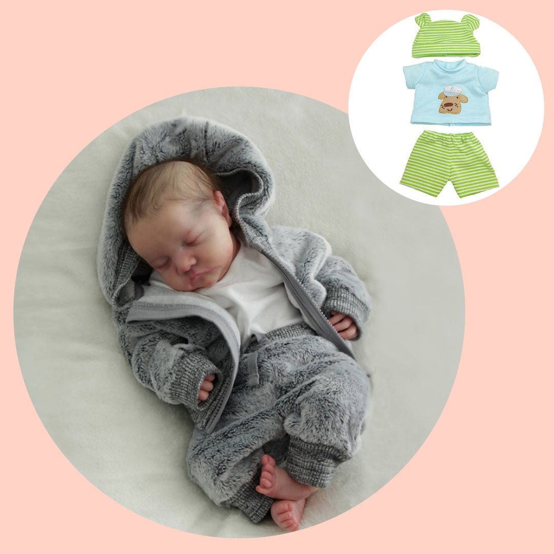 [Asleep Baby Boy]Dollreborns®12'' Lifelike Newborn Sike Handsome Adorable Reborn Baby Doll Boy , Best Birthday Gift Set