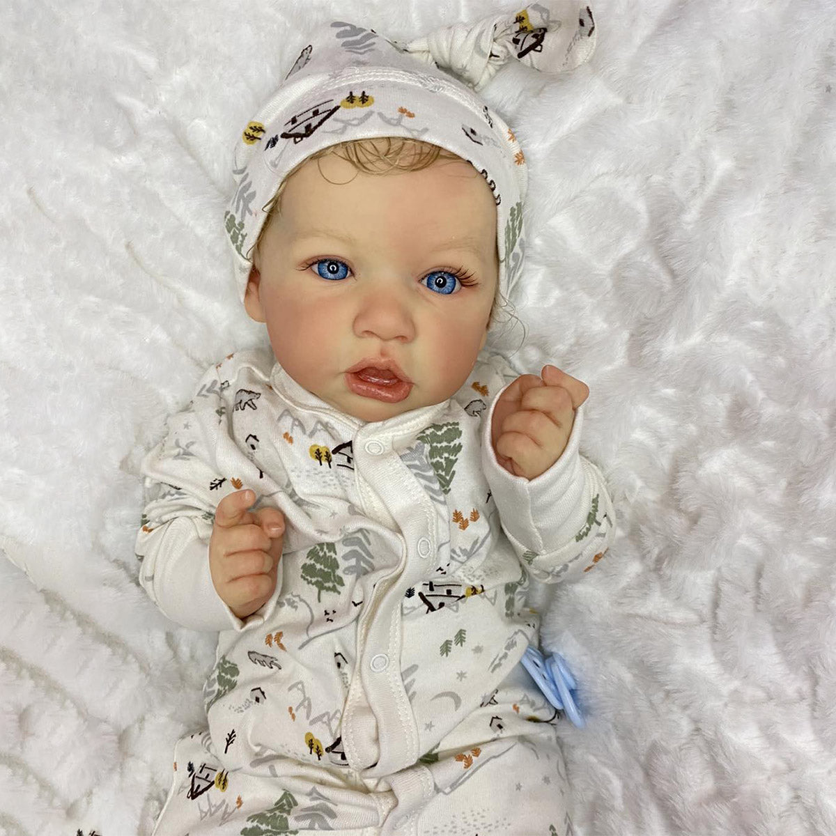 [Surprise Lifelike Doll] 20" Truly Reborn Baby Boy Jessy Open Eyes Toy Doll with Blonde Hair with Heartbeat💖 & Sound🔊