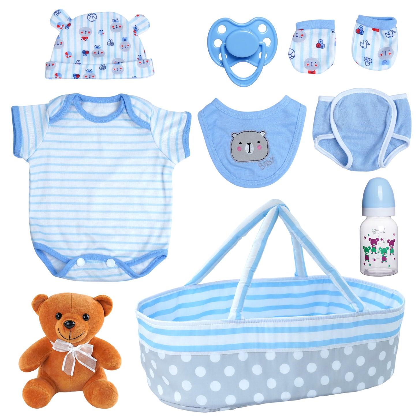 [Suitable for 17"-22'' Boy Dolls] Reborn Baby Essentials-8pcs Set Accessories