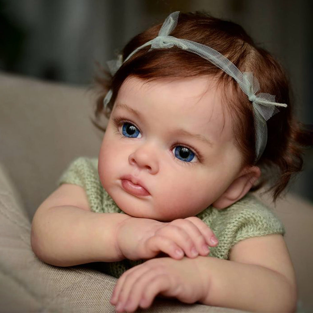 [🆓 Shipping]20" Lifelike Baby Dolls Truly Real Lifelike & Realistic Weighted Toddler Handmade Brown Hair Baby Sunnin