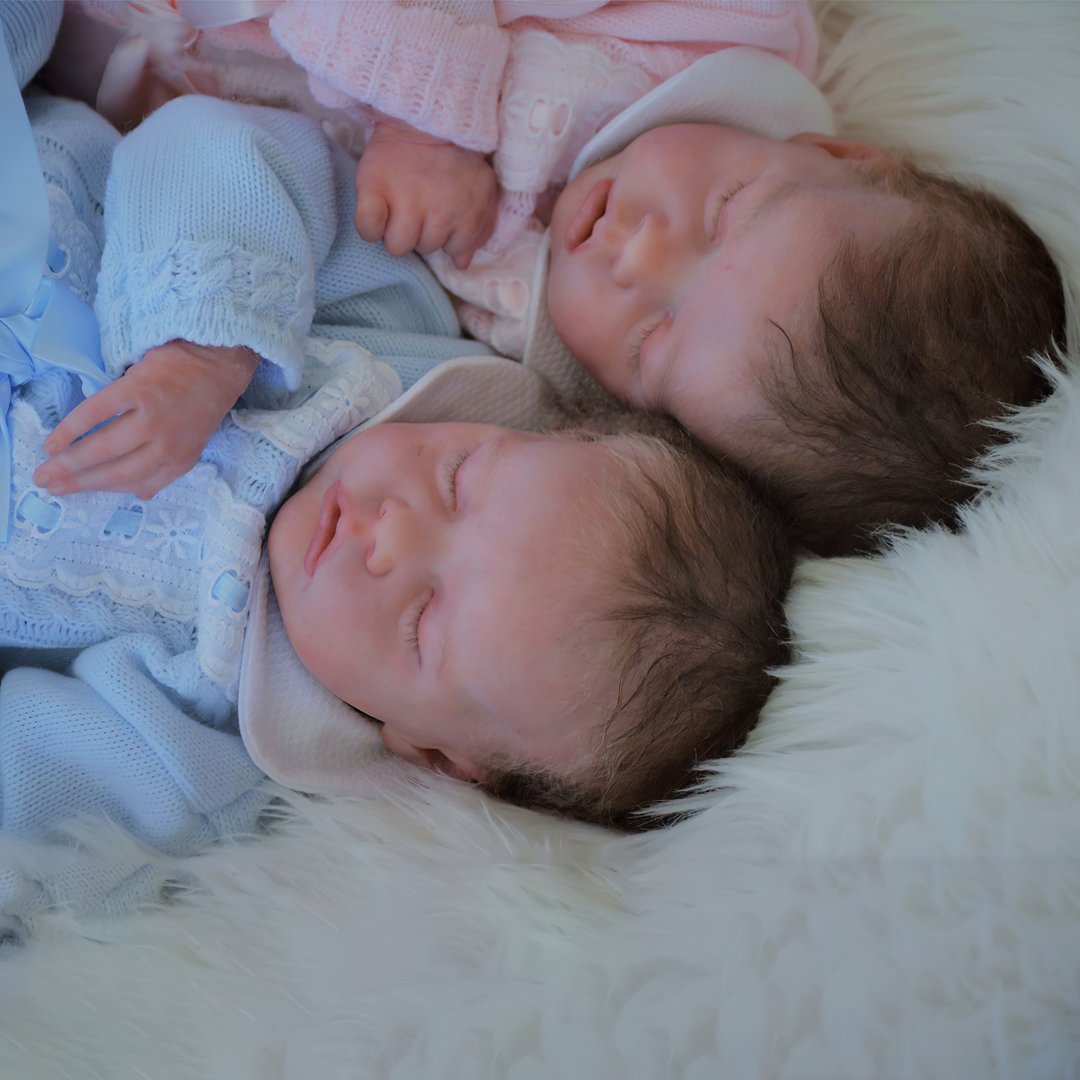 [New Twins Boy and Girl ] 12'' Adorable Asleep Twins Charu and Deepa Cute Realistic Real Lifelike Soft Newborn Reborn Baby Dolls By Dollreborns®