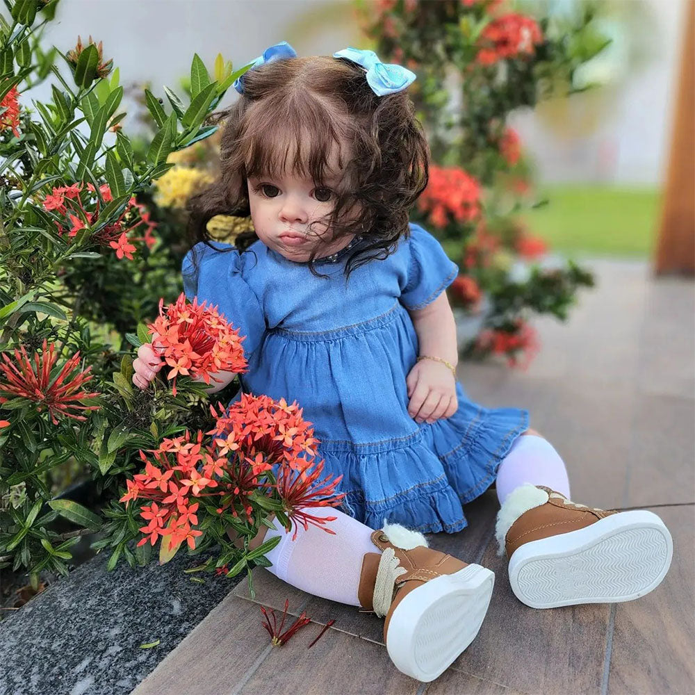 [Special Offer] 20 Inches Roxanne Realistic Reborn Baby Toddler Doll Girl with Brown Hair Best Gift Ideas