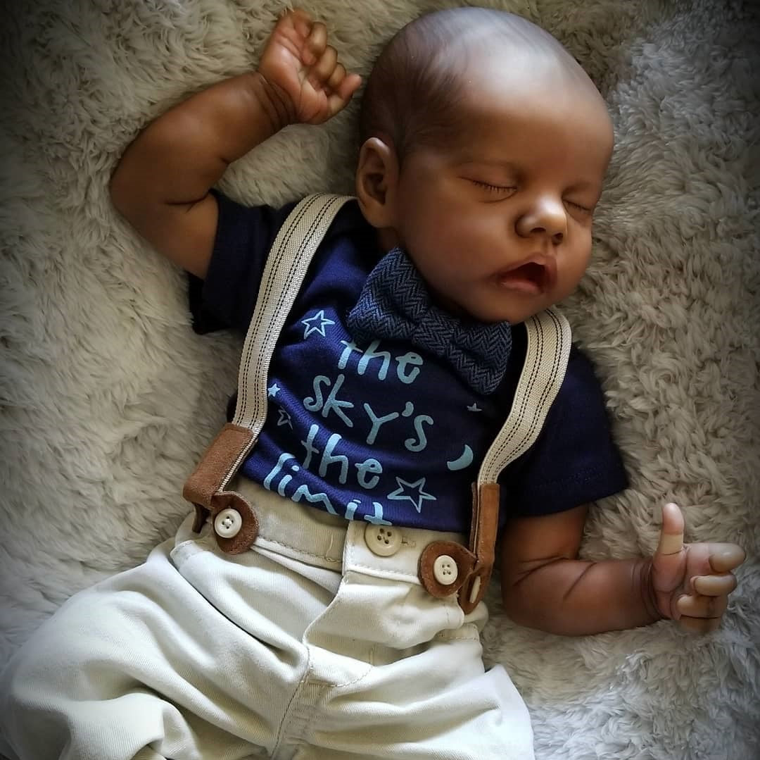 Dollreborns®12" Mini Baby Boy Lifelike Cute Silicone Vinyl African American Reborn Black Doll