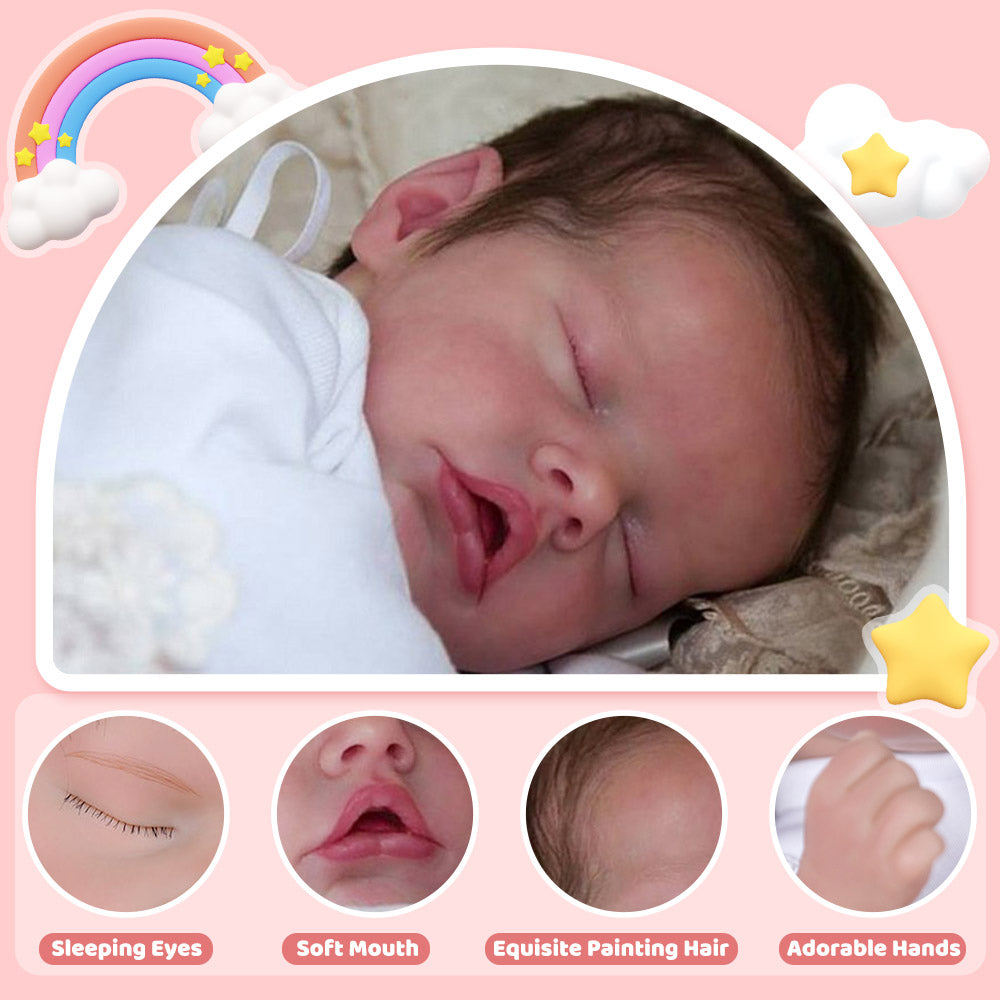 Eyes Blinking BABY!-[Coos and "Heartbeat"] Newborn Asleep Baby 17'' Realistic Tracy Vinyl Reborn Baby Doll Girl,#newbornphotography By 2024