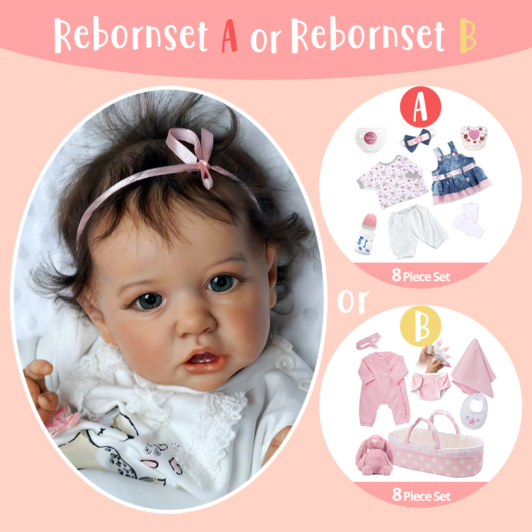 Realistic 20'' Lifelike Alina Awake Soft Washable Weighted Body Reborn Baby Doll Girl with Coos and ''Heartbeat'' By Dollreborns®