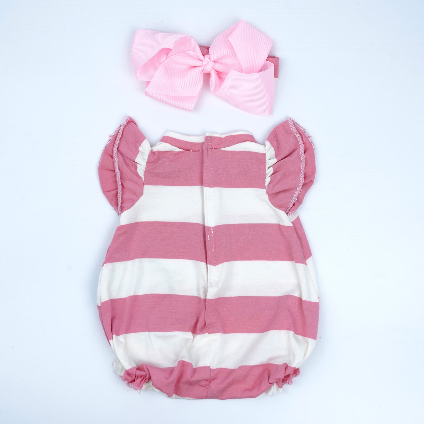 For 17"-20" Reborn Baby Girl Doll Pink Striped Dress Clothing 2-Pieces Set Accessories