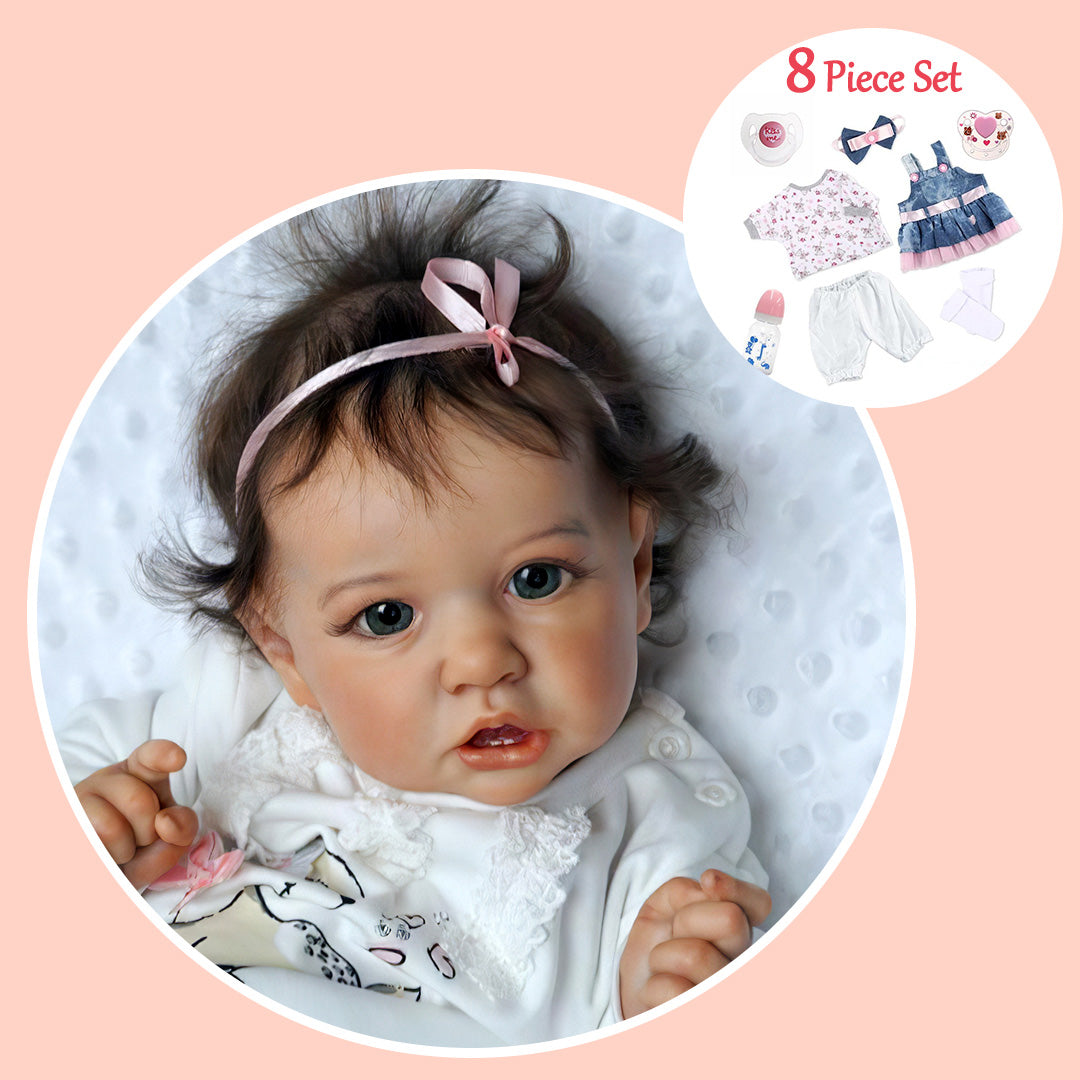 Realistic 20'' Lifelike Alina Awake Soft Washable Weighted Body Reborn Baby Doll Girl with Coos and ''Heartbeat'' By Dollreborns®