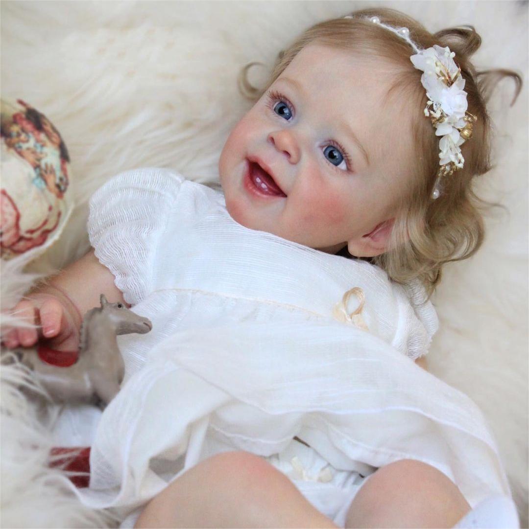 🌟Eyes can Open and Close-2024 New Arrival Function 20" Reborn Baby Doll Girl Hilary with Supple and Lush Blonde Hair& Delicate Reborn Gift Set