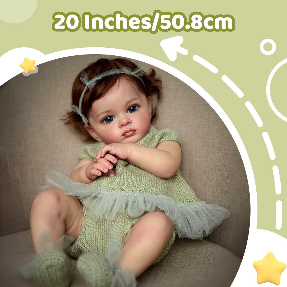 [🆓 Shipping]20" Lifelike Baby Dolls Truly Real Lifelike & Realistic Weighted Toddler Handmade Brown Hair Baby Sunnin