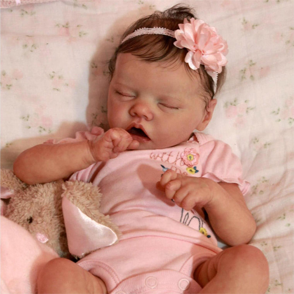 Eyes Blinking BABY! [Heartbeat and Coo] 17" Sweet Sleeping Baby Doll Girl with Rooted-Hair,Best Gift Idea for Kid Birthday Gift