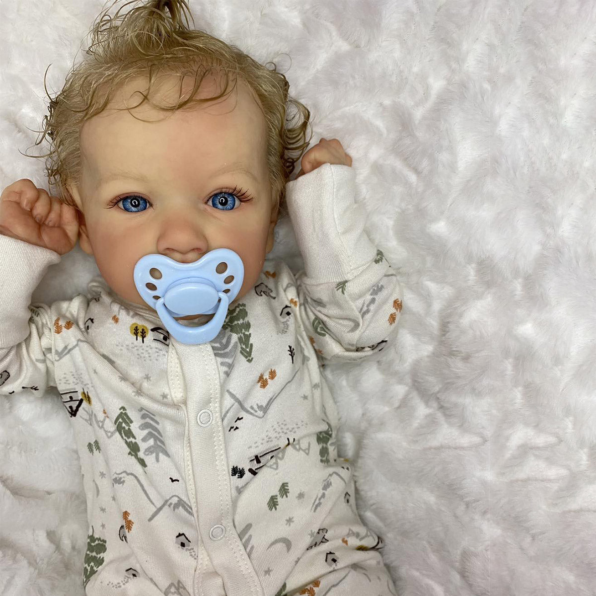 [Surprise Lifelike Doll] 20" Truly Reborn Baby Boy Jessy Open Eyes Toy Doll with Blonde Hair with Heartbeat💖 & Sound🔊